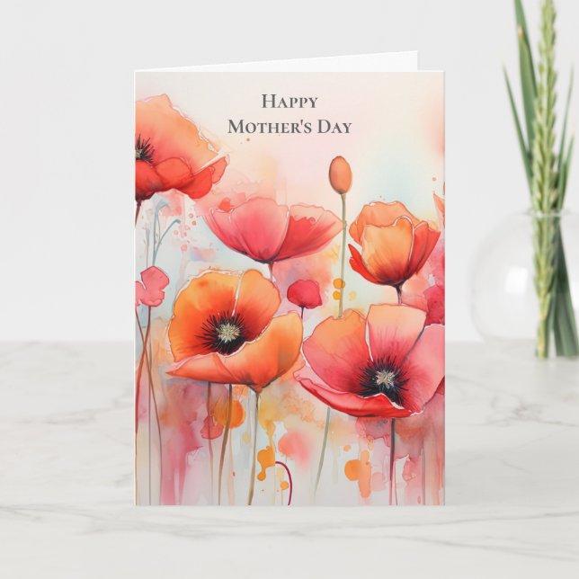 Cartes Pour Fêtes Annuelles Pépites rouges dans un champ d'aquarelle Fête des  (Devant)