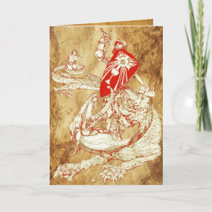 CARTES POUR FÊTES ANNUELLES PERCEVATION AVEC DRAGON, QUÊTE HAUT PARC DE GRAIL