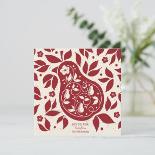 Cartes Pour Fêtes Annuelles Perdrix Perdrix - Rouge Cranberry