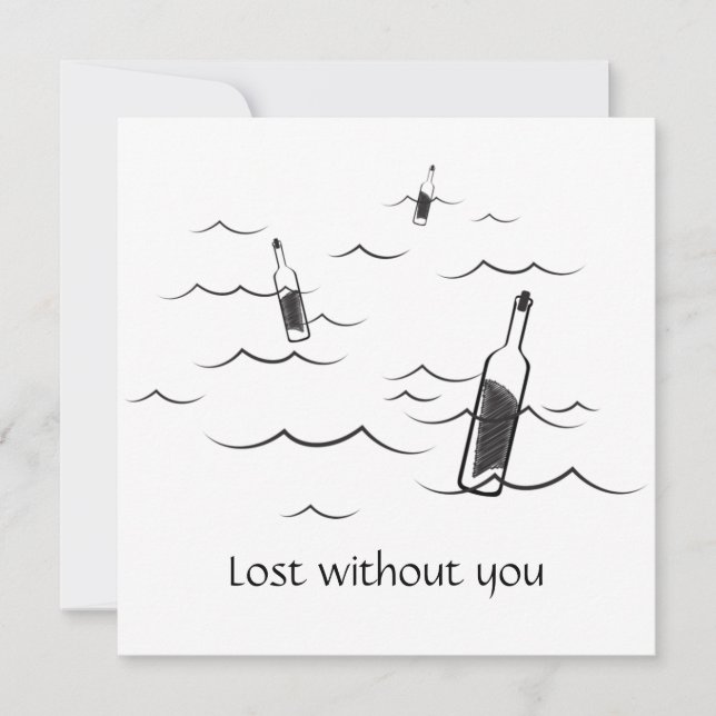 Cartes Pour Fêtes Annuelles Perdu sans vous design moderne noir et blanc (Devant)