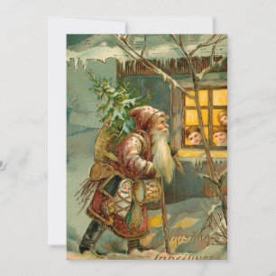 Cartes Pour Fêtes Annuelles Père du Vieux Monde Noël en Neige avec cadeaux