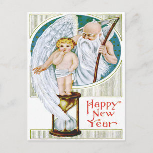 Cartes Pour Fêtes Annuelles Père Heure Bébé Nouvel An Horloge