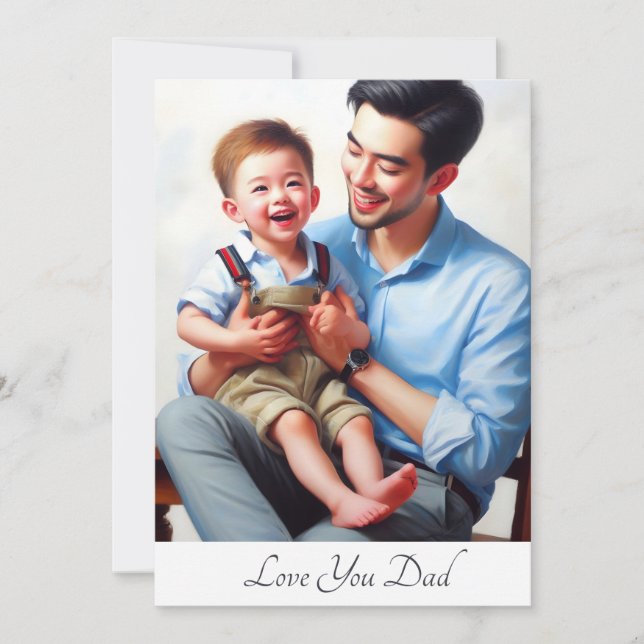 Cartes Pour Fêtes Annuelles Père mignon Jouer avec Son Aquarelle (Devant)