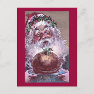 Cartes Pour Fêtes Annuelles Père Noël 1908 avec Plum Pudding Vintage Noël