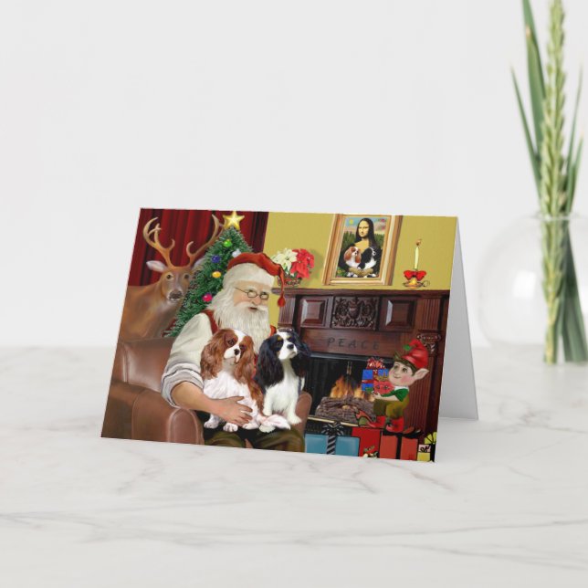 Cartes Pour Fêtes Annuelles Père Noël 2 Rois Cavalier Charles (Devant)