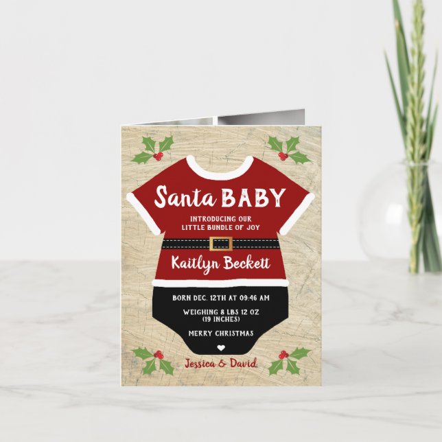 Cartes Pour Fêtes Annuelles Père Noël | 6 Photo Christmas Birth Announcement (Devant)