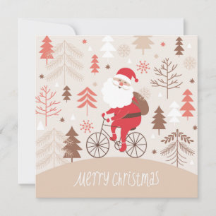 Cartes Pour Fêtes Annuelles Père Noël à bicyclette