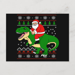 Cartes Pour Fêtes Annuelles Père Noël à cheval sur T Rex Noël Dinosaure Noël d