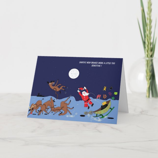 Cartes Pour Fêtes Annuelles , Père Noël a  de nouveaux freins... (Devant)