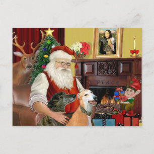Cartes Pour Fêtes Annuelles père Noël à la maison Greyhounds (deux)