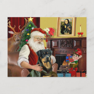 Cartes Pour Fêtes Annuelles père Noël à la maison - Rottweiler 3