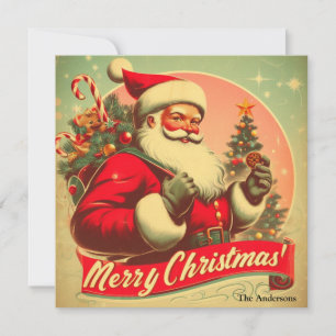 Cartes Pour Fêtes Annuelles Père Noël à l'ancienne Joyeux Noël