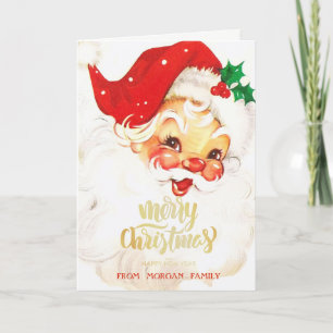 Cartes Pour Fêtes Annuelles Père Noël à l'aquarelle rouge 