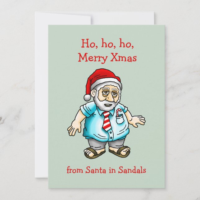 Cartes Pour Fêtes Annuelles Père Noël à Sandales (Devant)