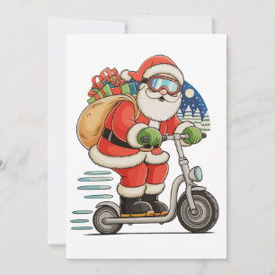 Cartes Pour Fêtes Annuelles Père Noël à scooter Noël famille appariée