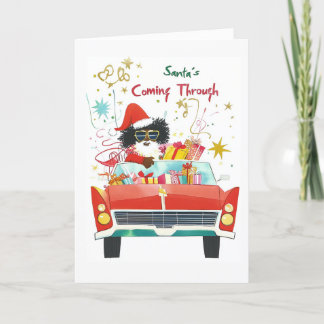 Cartes Pour Fêtes Annuelles Père Noël à venir | Salutation de Noël noire