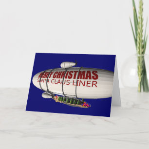 Cartes Pour Fêtes Annuelles Père Noël À Zeppelin