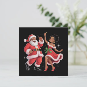Cartes Pour Fêtes Annuelles Père Noël africain Mme Claus dansant Noël américai