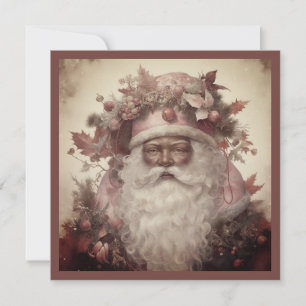 Cartes Pour Fêtes Annuelles Père Noël Afro-Américain, Chapeau Rouge Rococo et 