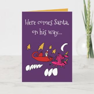 Cartes Pour Fêtes Annuelles Père Noël Alicorn Sleigh