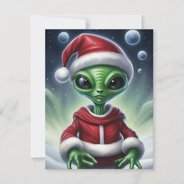 Cartes Pour Fêtes Annuelles Père Noël Alien (Devant)