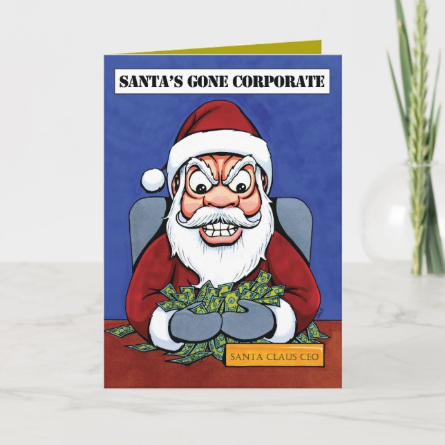 Cartes Pour Fêtes Annuelles Père Noël allé d'entreprise ! (Devant)