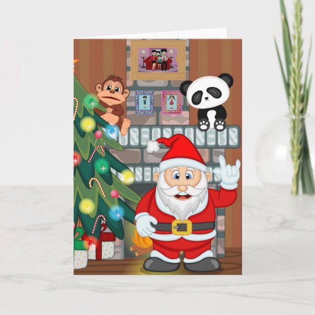 Cartes Pour Fêtes Annuelles Père Noël animé (Devant)