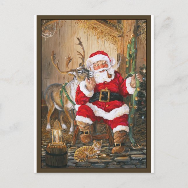 Cartes Pour Fêtes Annuelles Père Noël après la veille de Noël (Devant)