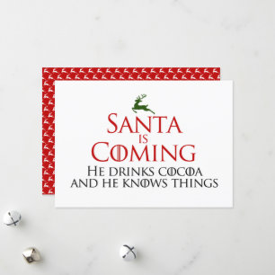 Cartes Pour Fêtes Annuelles Père Noël arrive   Funny Flat Holiday Card