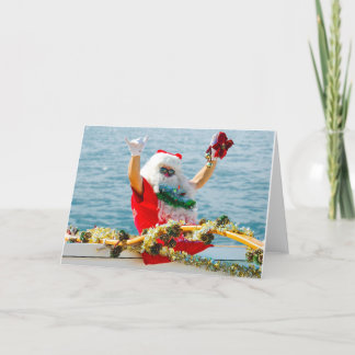 Cartes Pour Fêtes Annuelles Père Noël Arrivée en canot