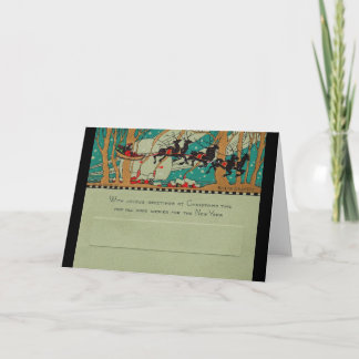 Cartes Pour Fêtes Annuelles Père Noël Art déco dans le ciel