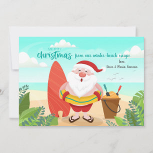 Cartes Pour Fêtes Annuelles Père Noël At The Beach Christmas Card
