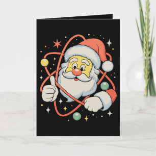 Cartes Pour Fêtes Annuelles Père Noël Atome Noël Science Xmas Vacances