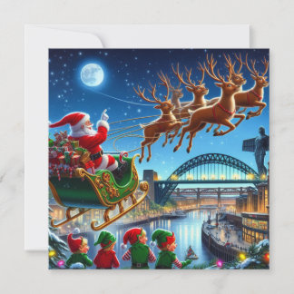 Cartes Pour Fêtes Annuelles Père Noël au-dessus de la ville