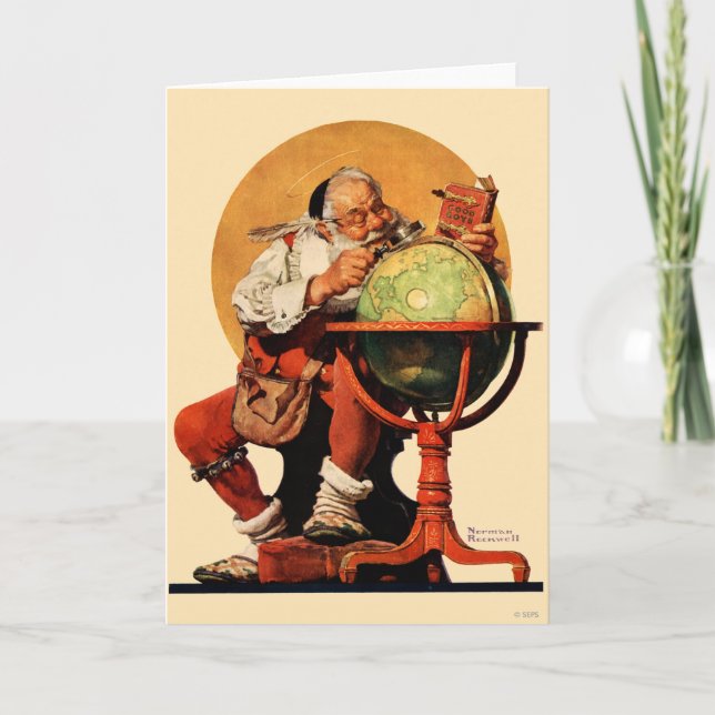 Cartes Pour Fêtes Annuelles Père Noël au monde (Devant)