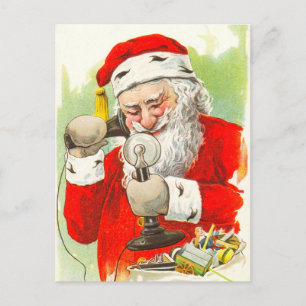 Cartes Pour Fêtes Annuelles père Noël au téléphone
