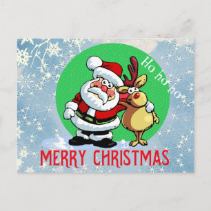 Cartes Pour Fêtes Annuelles Père Noël avec ami renne