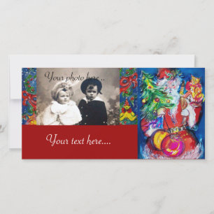 CARTES POUR FÊTES ANNUELLES PÈRE NOËL AVEC ARBRE DE NOËL ET CADEAUX