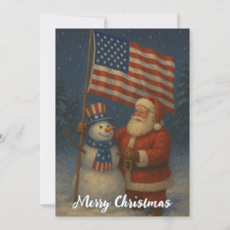 Cartes Pour Fêtes Annuelles Père Noël avec bonhomme de neige de Noël