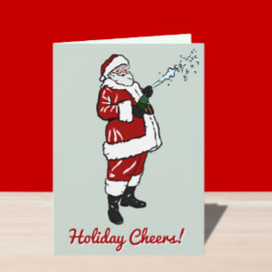 Cartes Pour Fêtes Annuelles Père Noël avec Bouteille de Champagne