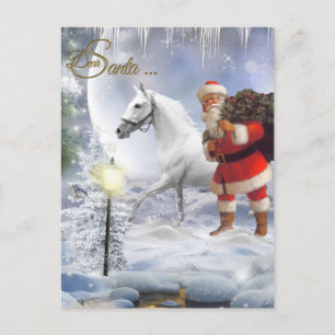 Cartes Pour Fêtes Annuelles Père Noël Avec Cheval Blanc