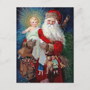 Cartes Pour Fêtes Annuelles Père Noël avec Christ Enfant