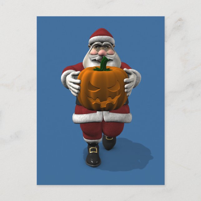 Cartes Pour Fêtes Annuelles Père Noël Avec Citrouille (Devant)