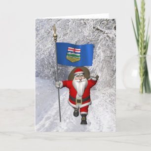 Cartes Pour Fêtes Annuelles Père Noël Avec Drapeau De L'Alberta