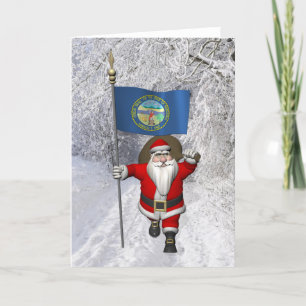 Cartes Pour Fêtes Annuelles Père Noël Avec Drapeau Du Nebraska