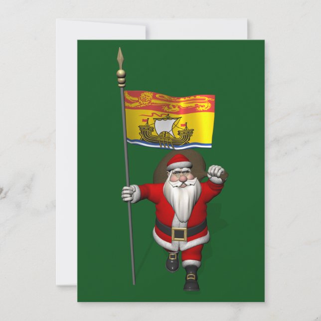 Cartes Pour Fêtes Annuelles Père Noël Avec Drapeau Du Nouveau-Brunswick CDN (Devant)