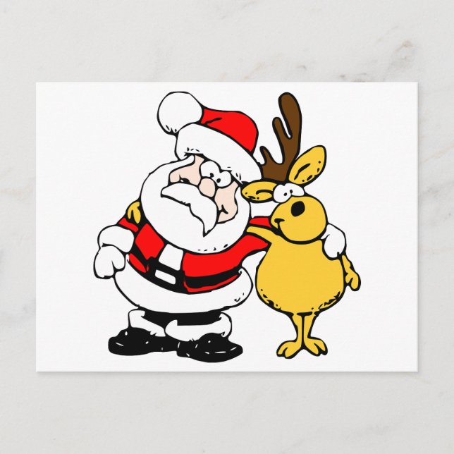 Cartes Pour Fêtes Annuelles Père Noël avec le cerf (Devant)