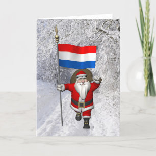 Cartes Pour Fêtes Annuelles Père Noël Avec L'Enseigne De La Pays-Bas