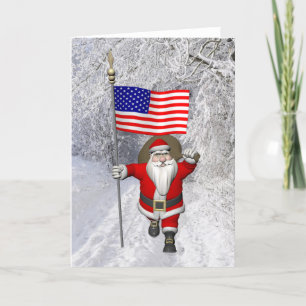 Cartes Pour Fêtes Annuelles Père Noël Avec L'Enseigne Des Etats-Unis