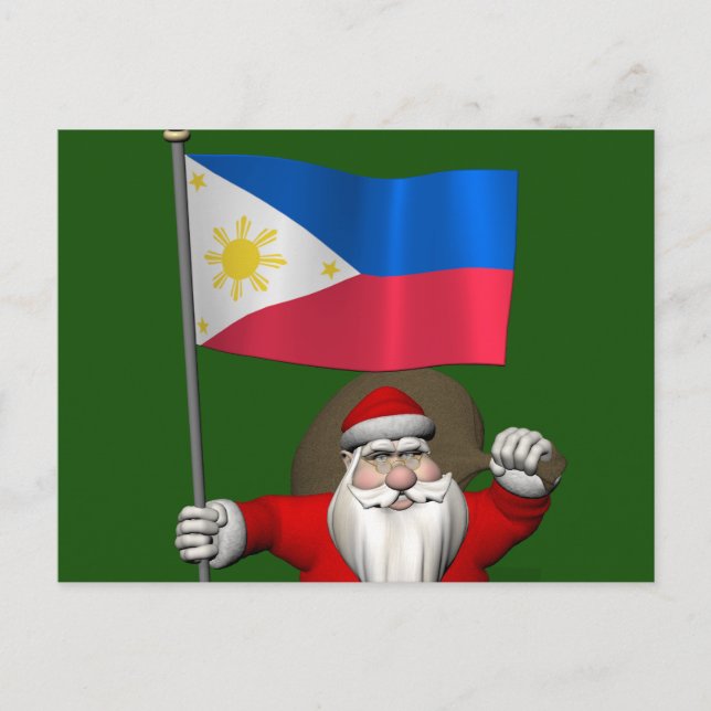 Cartes Pour Fêtes Annuelles Père Noël Avec L'Enseigne Des Philippines (Devant)